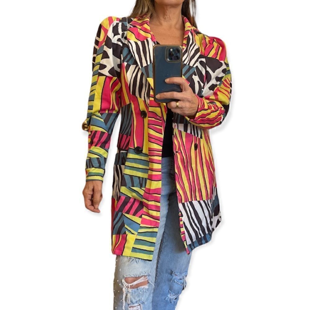 CQ BY CQ Colorful Zebra Print Retro Jacket Blazer.Size S
